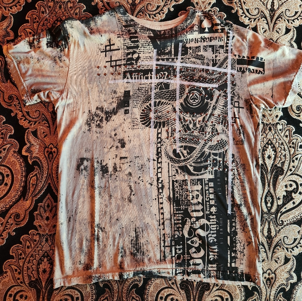 Mens Afflictions Medium New Short Sleeve Shirt, w Rivited accents (see close up